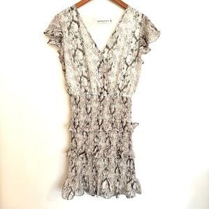 Pants Store Snakeskin Smocked Ruffle Fitted Mini Dress Size Medium